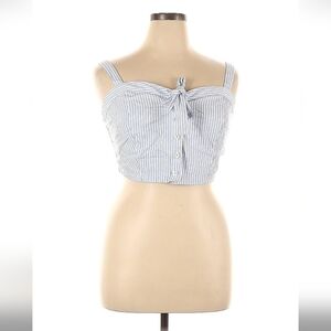 Forever 21 Blue & White Striped Women's Crop Top Size 0X, 100% Cotton